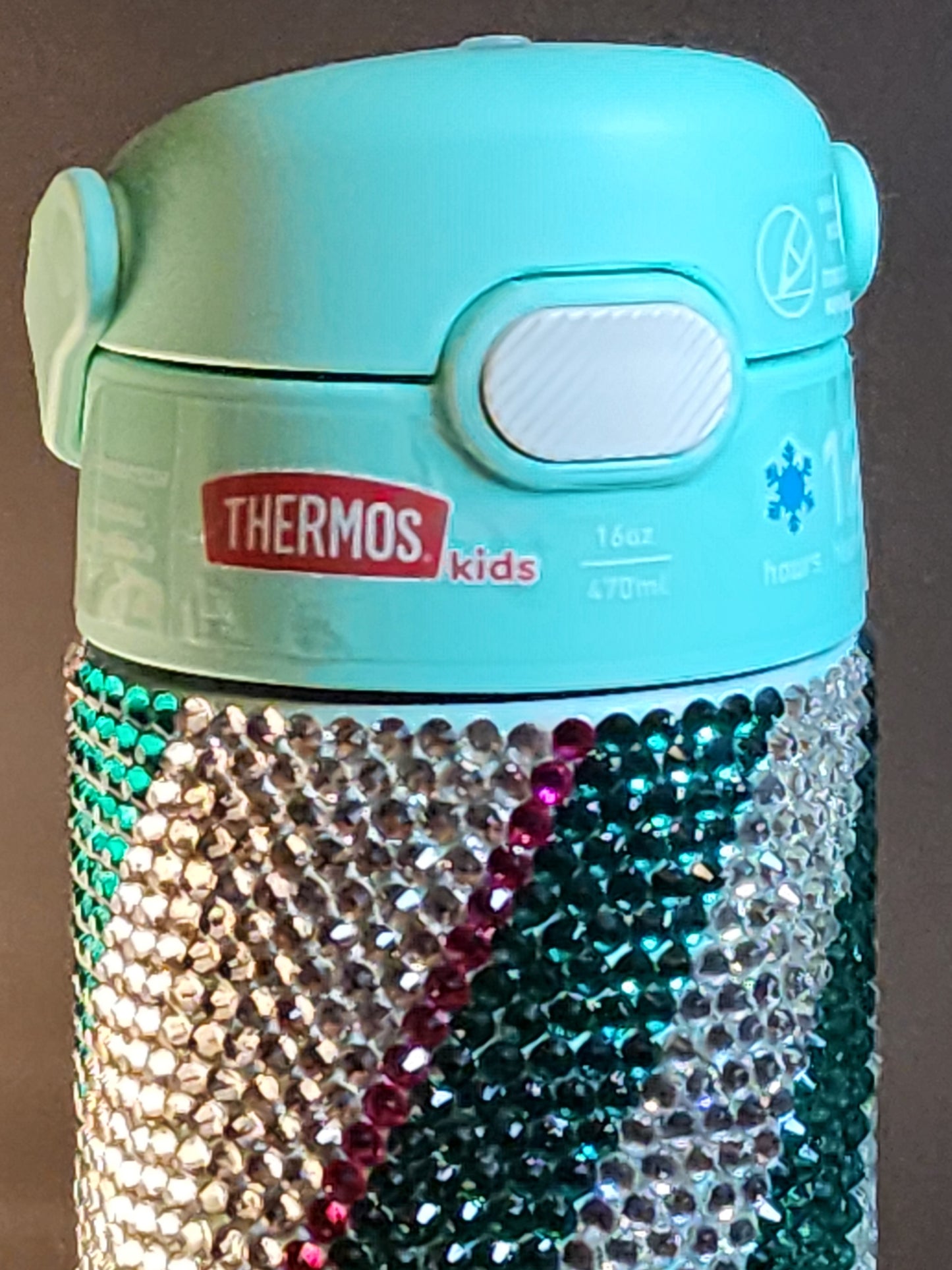 Small 12 oz. Green, Pink Thermos