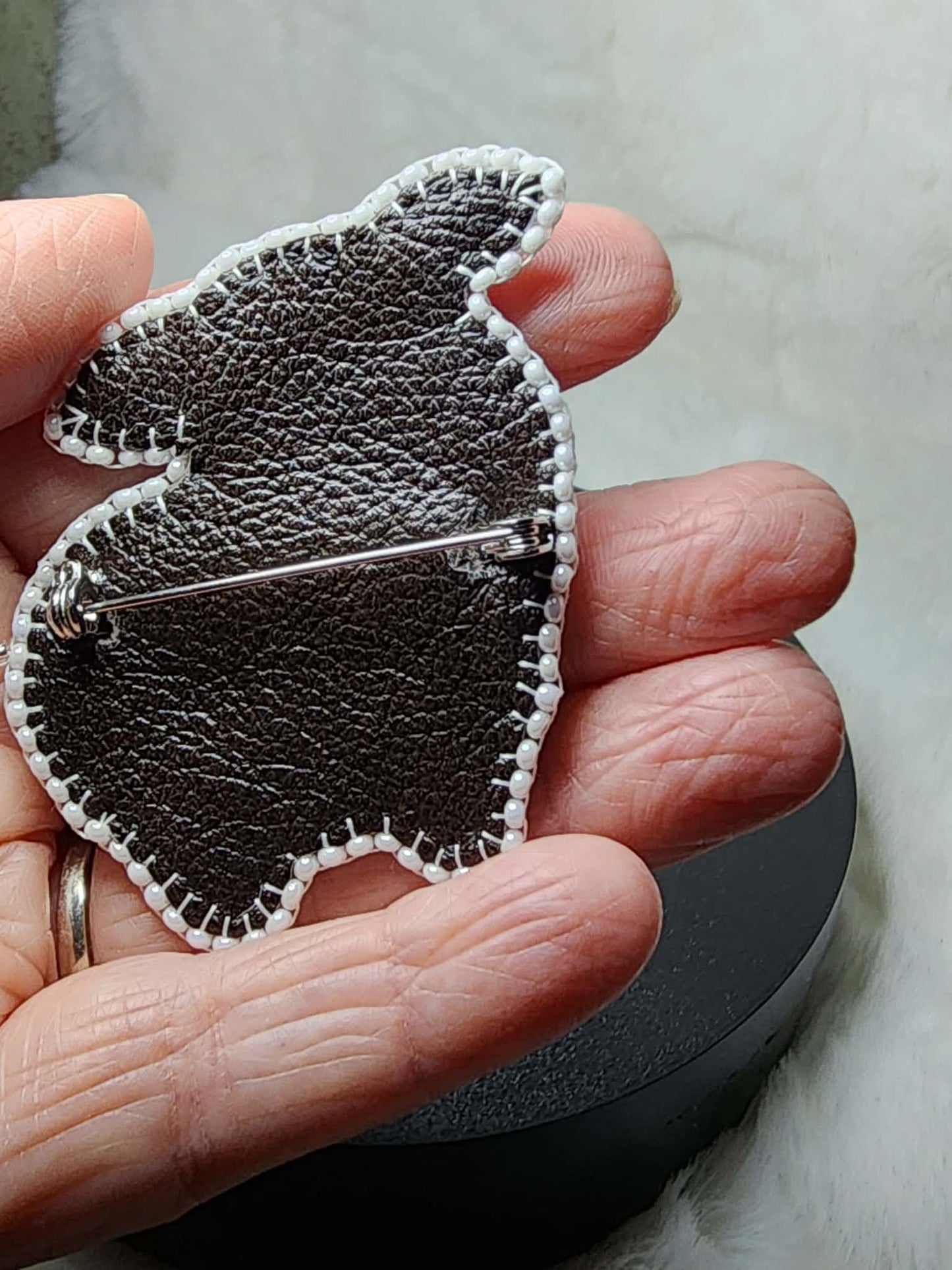 Cute Black and White Cow Brooch