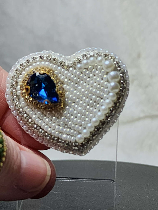 Beaded Heart Brooch