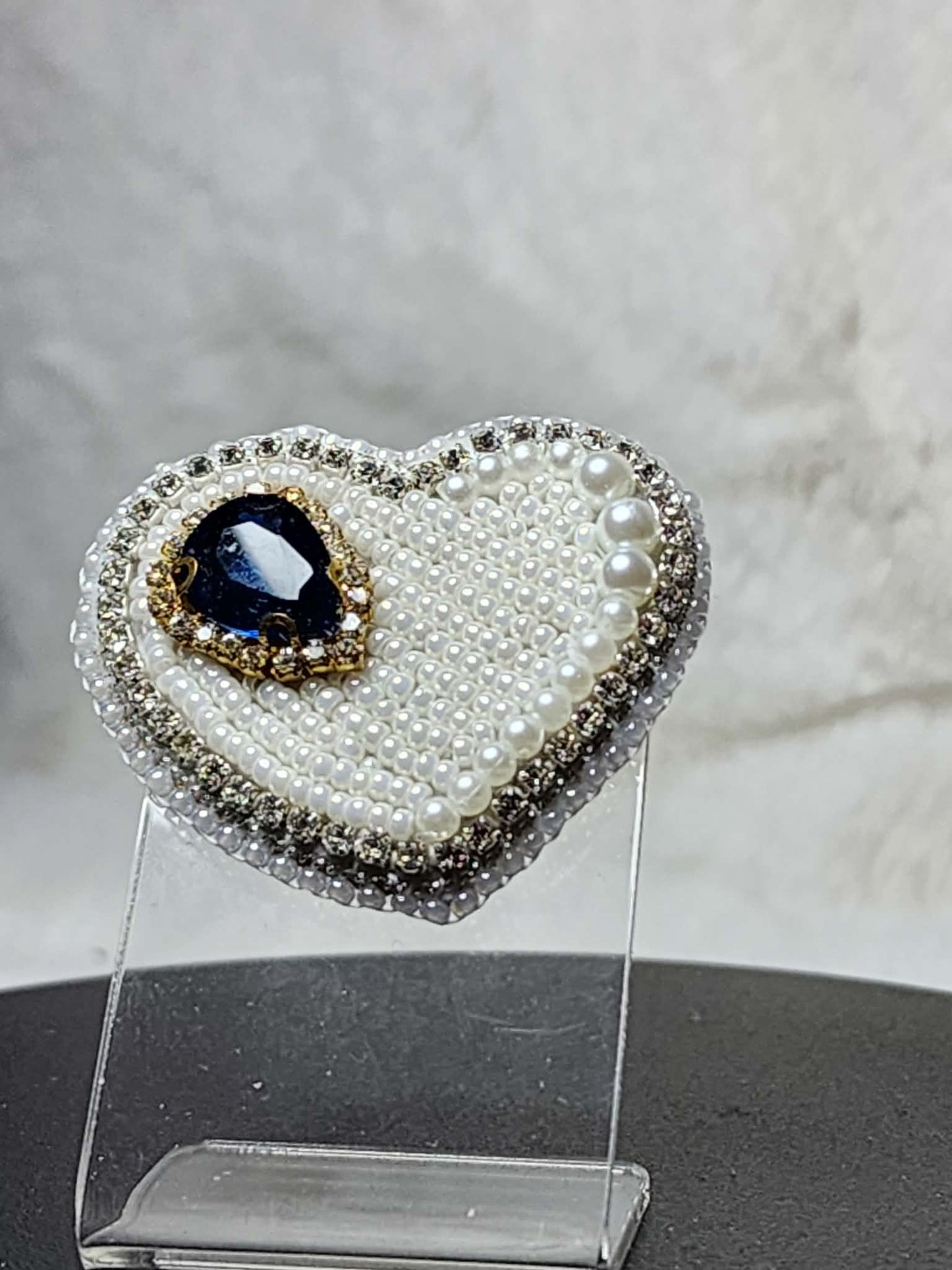 Beaded Heart Brooch